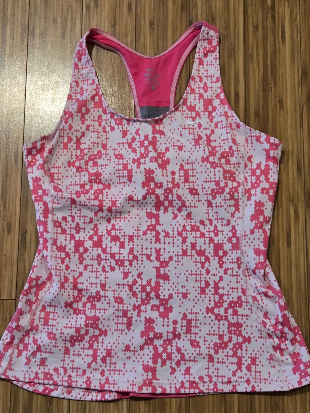 Nike Women's Pink Pixel-Print Racerback Tank Top